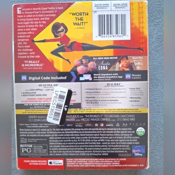Incredibles 2 (4K/UHD) includes Filmmaker Gallery & Storybook New with tag - Picture 5 of 5